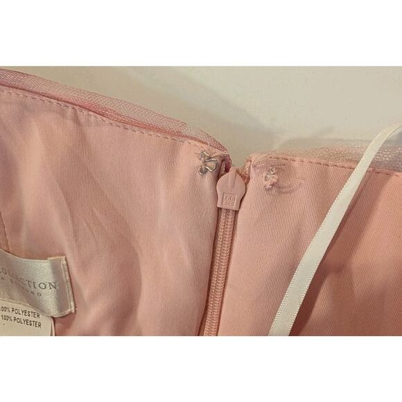 Dessy Collection Floral Scarf Tie One-Shoulder Rose Long Tulle Dress Size 8 - Picture 10 of 11